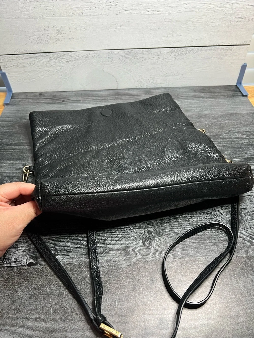 Tory Burch Black Leather Fold-Over Crossbody